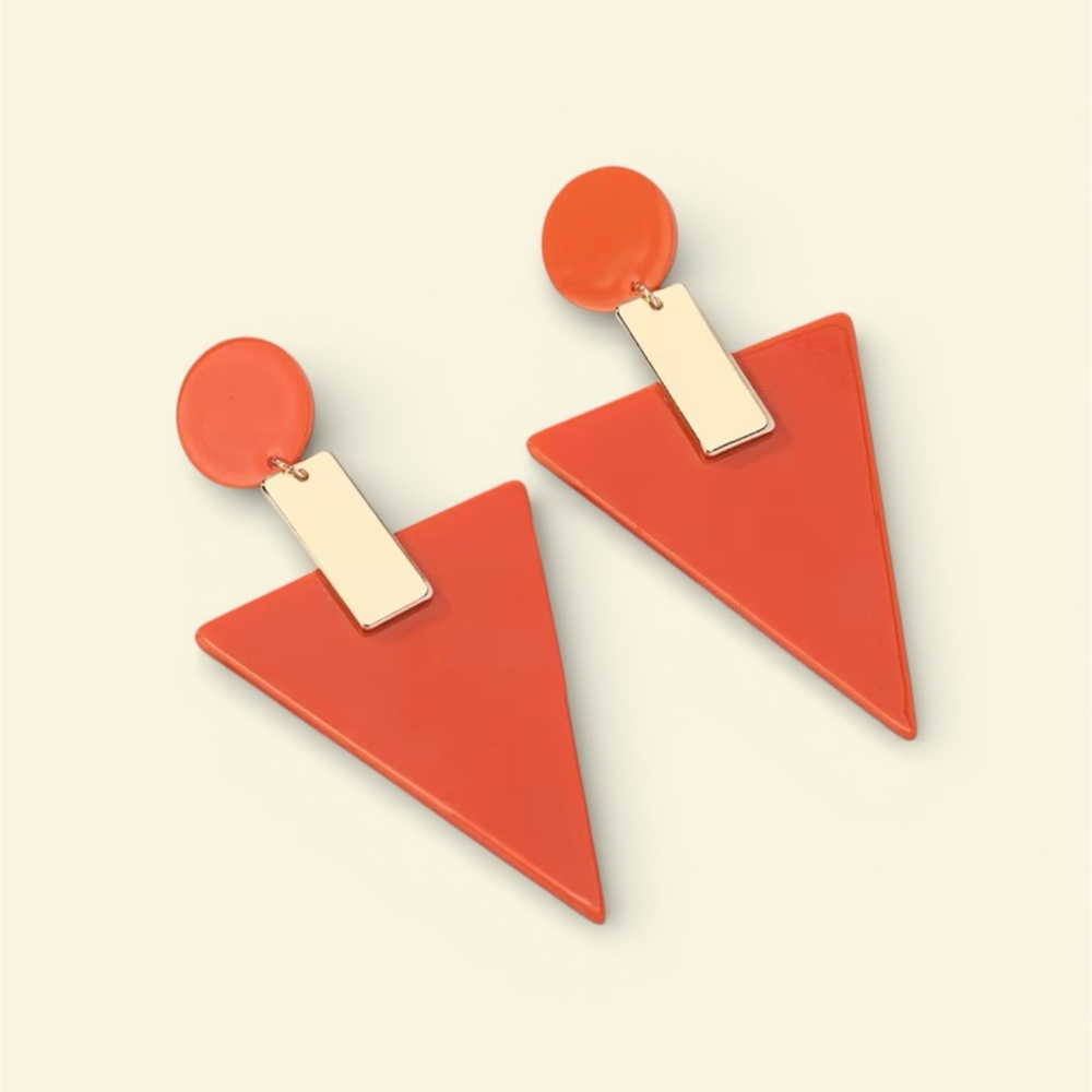 Orange Geometric Earrings
